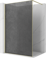 Mexen Kioto Walk-in Shower Wall 80 x 200 cm, crackle graphite 12 mm, brushed gold - 800-080-101-55-44-X