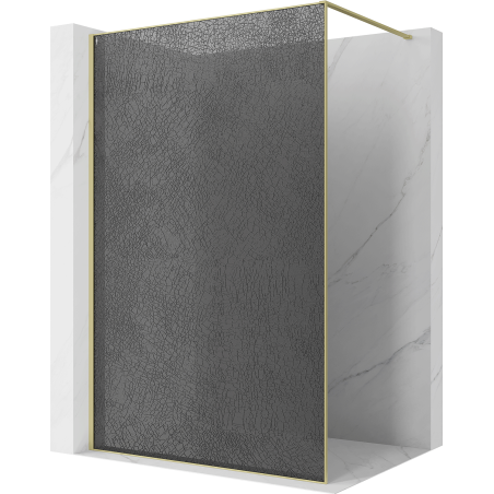 Mexen Kioto Walk-in Shower Screen 90 x 200 cm, crackle graphite 12 mm, brushed gold - 800-090-101-55-44-X