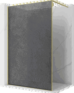 Mexen Kioto Walk-in Shower Wall 100 x 200 cm, Crackle Graphite 12 mm, Brushed Gold - 800-100-101-55-44-X