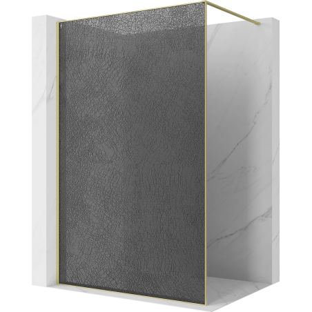 Mexen Kioto Walk-in Shower Wall 120 x 200 cm, Crackle Graphite 12 mm, Brushed Gold - 800-120-101-55-44-X
