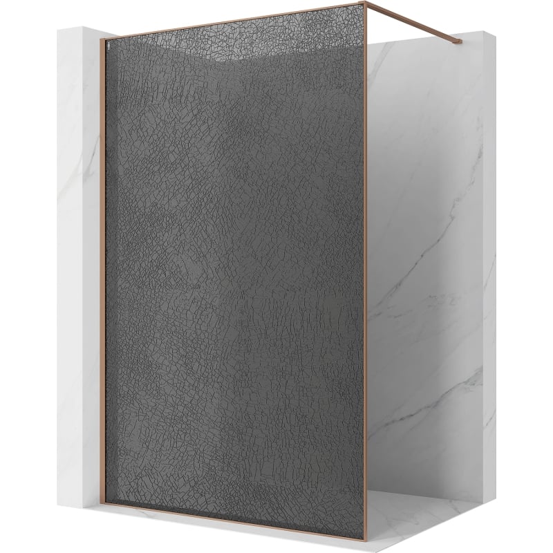 Mexen Kioto Walk-in Shower Wall 90 x 200 cm, graphite crackle 12 mm, brushed copper - 800-090-101-65-44-X