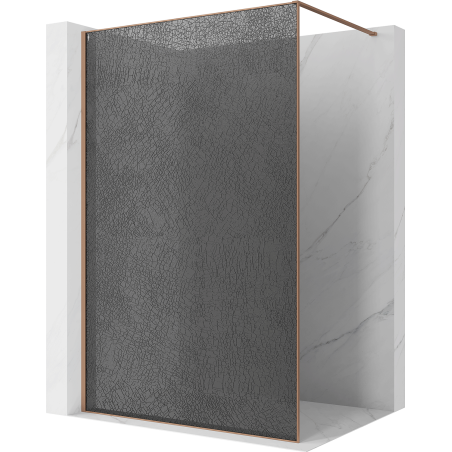 Mexen Kioto Walk-in shower wall 120 x 200 cm, crackle graphite 12 mm, brushed copper - 800-120-101-65-44-X