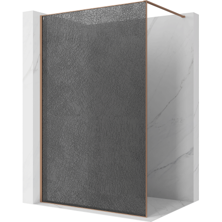 Mexen Kioto Walk-in Shower Wall 130 x 200 cm, crackle graphite 12 mm, brushed copper - 800-130-101-65-44-X