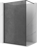 Mexen Kioto Walk-in shower wall 120 x 200 cm, graphite crackle 12 mm, black - 800-120-101-70-44-X