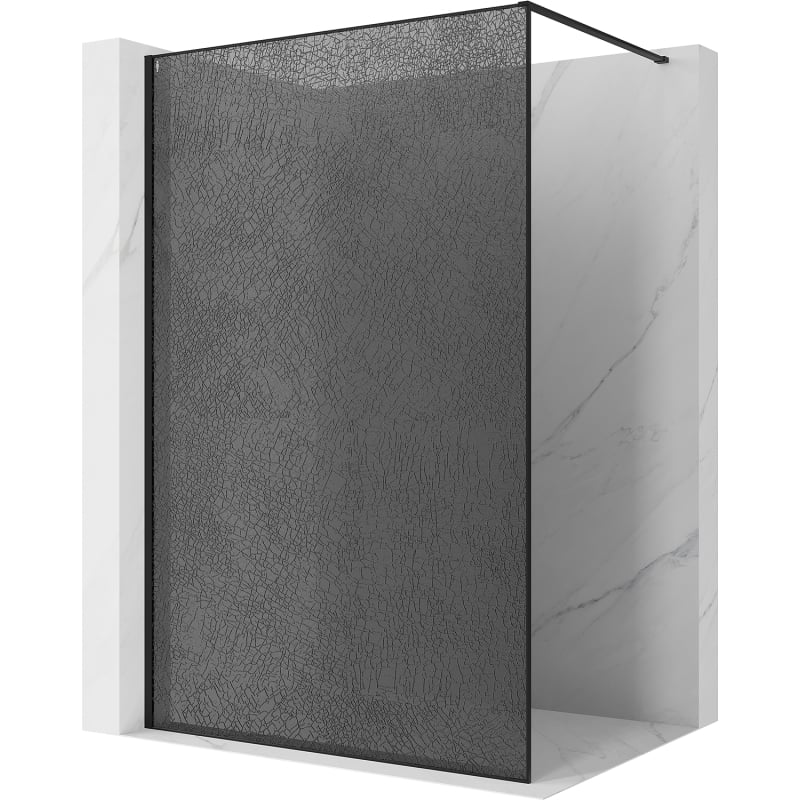 Mexen Kioto Walk-in Shower Wall 150 x 200 cm, crackle graphite 12 mm, black - 800-150-101-70-44-X