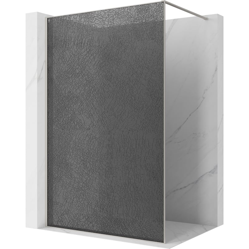 Mexen Kioto Walk-in Shower Wall 110 x 200 cm, Crackle Graphite 12 mm, Brushed Nickel - 800-110-101-97-44-X