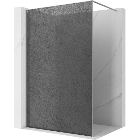 Mexen Kioto Walk-in Shower Wall 130 x 200 cm, Graphite Crackle 12 mm, Brushed Nickel - 800-130-101-97-44-X