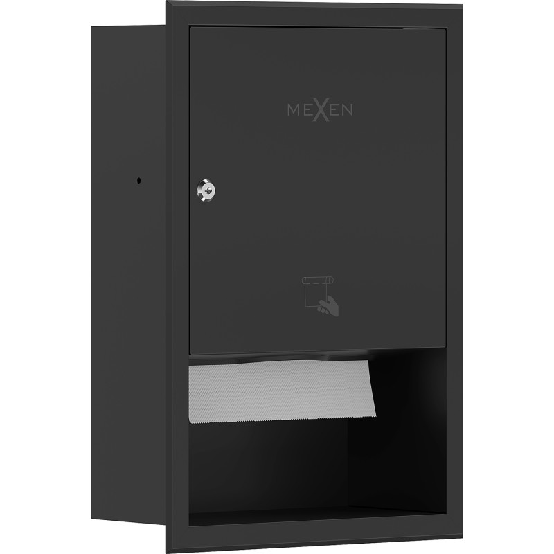 Mexen Linox recessed paper towel dispenser, matte black - 70K003-70