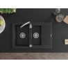 Mexen Gaspar granite sink 1.5-bowl with drainer and Telma kitchen faucet, black/gold - 6507-75-670200-00