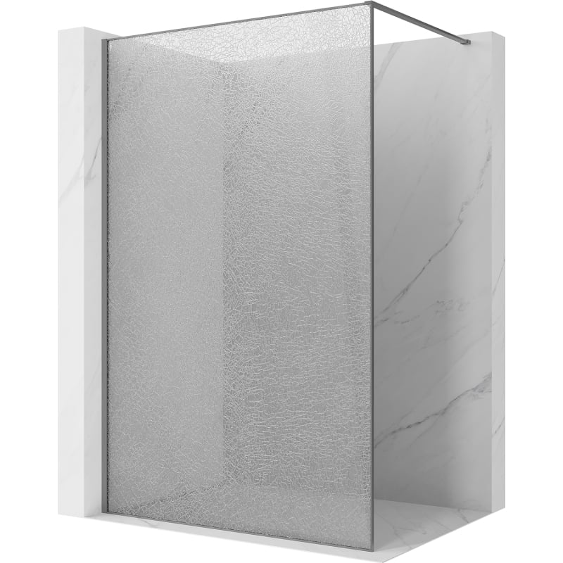 Mexen Kioto Walk-in Shower Screen 90 x 200 cm, Crackle Transparent 12 mm, Gun Metal - 800-090-101-95-04-X