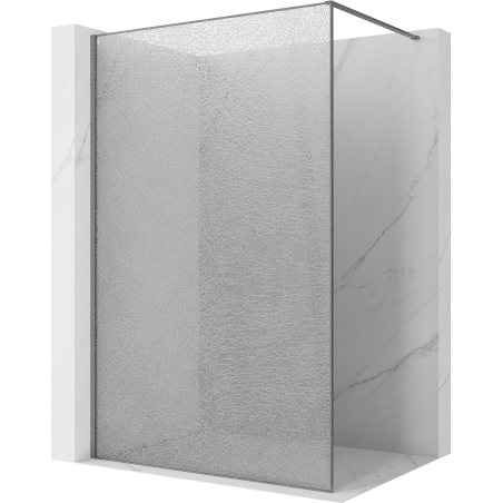 Mexen Kioto Walk-in Shower Wall 130 x 200 cm, Crackle Transparent 12 mm, Gun Metal - 800-130-101-95-04-X