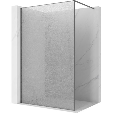Mexen Kioto Walk-in Shower Panel 140 x 200 cm, Crackle Transparent 12 mm, Gun Metal - 800-140-101-95-04-X