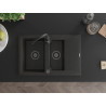 Mexen Gaspar 1.5-bowl granite sink with drainer and Telma kitchen faucet, black/gold - 6507-75-670200-70-B