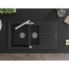Mexen Matias granite sink 1.5-bowl with drainer and Duero kitchen faucet, black/silver metallic - 6502-73-671600-00