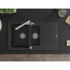 Mexen Matias 1.5-bowl granite sink with drainer and Duero kitchen faucet, black/gold metallic - 6502-75-671600-00