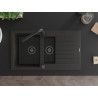 Mexen Matias 1.5-bowl granite sink with drainer and Duero kitchen faucet, black/gold - 6502-75-671600-70-B