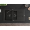 Mexen Matias granite sink 1.5-bowl with drainer and Duero kitchen tap, black/gold - 6502-75-671600-70-B
