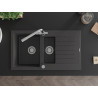 Mexen Matias 1.5-bowl granite sink with drainer and Duero kitchen faucet, black speckled - 6502-76-671600-00