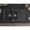 Mexen Matias 1.5-bowl granite sink with drainer and Duero kitchen faucet, speckled black - 6502-76-671600-70