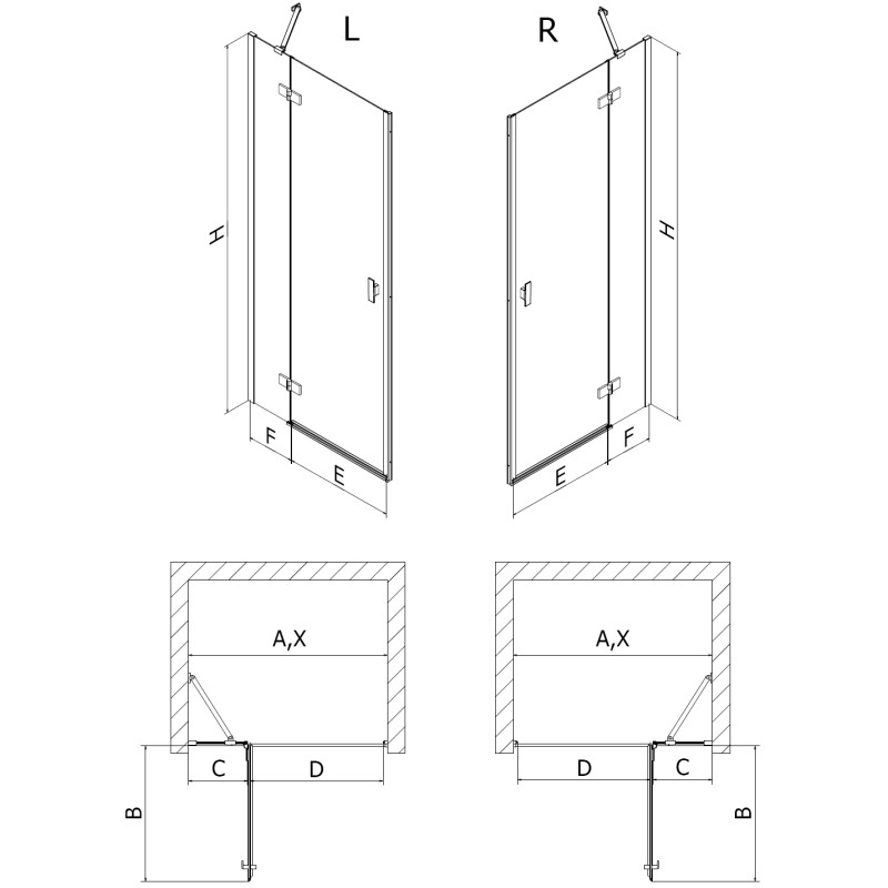 Mexen Mist-H hinged shower door left 90 cm, transparent, white - 8A5-090-000-20-00-L