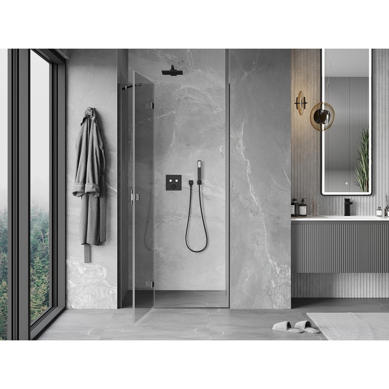 Mexen Mist-H left-hinged shower door 80 cm, transparent, brushed gun gray - 8A5-080-000-66-00-L