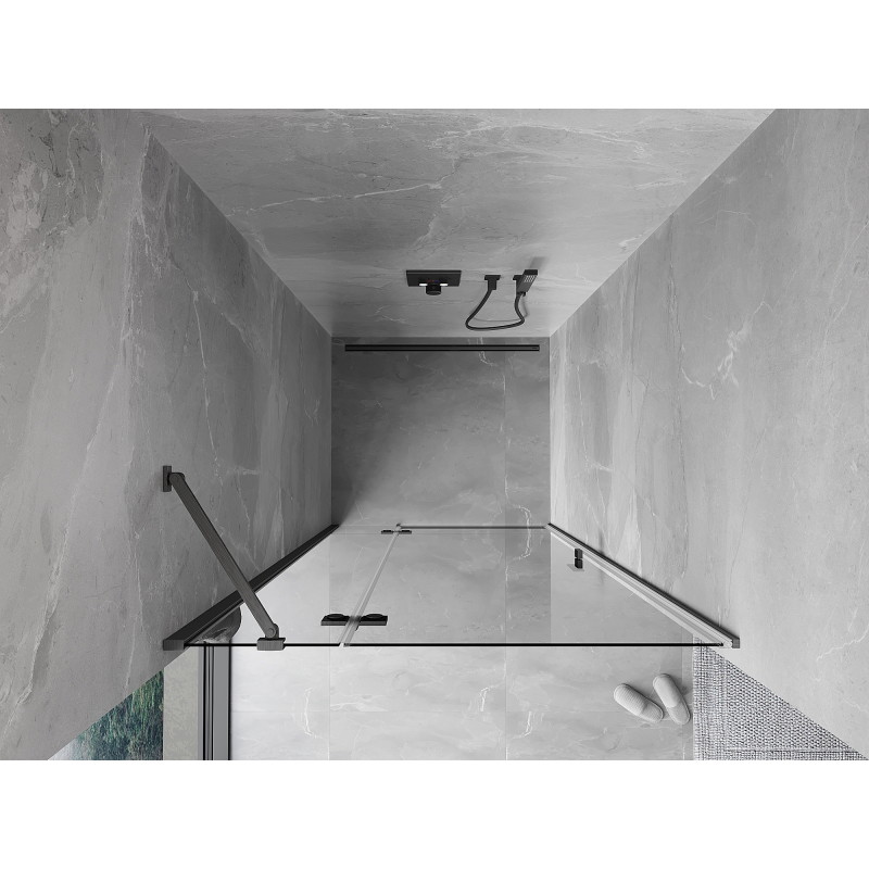 Mexen Mist-H left-hinged shower door 100 cm, transparent, brushed gun gray - 8A5-100-000-66-00-L
