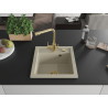 Mexen Vito 1-bowl granite sink with Duero kitchen faucet, beige - 6503-69-671600-50