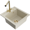 Mexen Vito 1-bowl granite sink with Duero kitchen faucet, beige - 6503-69-671600-50