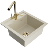 Mexen Vito 1-compartment granite sink with a kitchen mixer tap Duero, Beige - 6503-69-671600-50