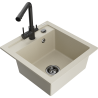 Mexen Vito 1-bowl granite sink with Duero kitchen faucet, beige - 6503-69-671600-70