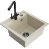 Mexen Vito 1-compartment granite sink with a kitchen mixer tap Duero, Beige - 6503-69-671600-70