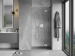 Mexen Mist-H right-opening shower door 95 cm, transparent, brushed nickel - 8A5-095-000-97-00-P
