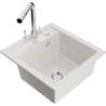 Mexen Vito 1-bowl granite sink with Duero kitchen tap, white - 6503-20-671600-00