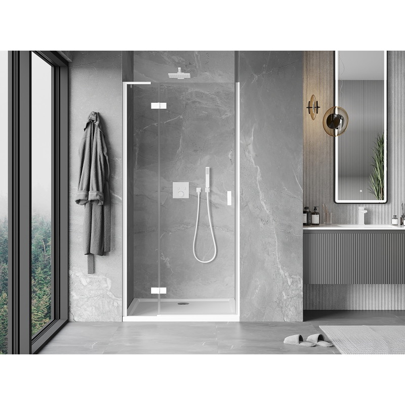 Mexen Mist-H L left hinged shower door 80 cm, transparent, white - 8A5L-080-000-20-00-L