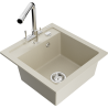 Mexen Vito 1-bowl granite sink with Duero kitchen mixer tap, beige - 6503-69-671600-00