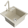 Mexen Vito granite kitchen sink 1-bowl with Duero kitchen faucet, beige - 6503-69-671600-69