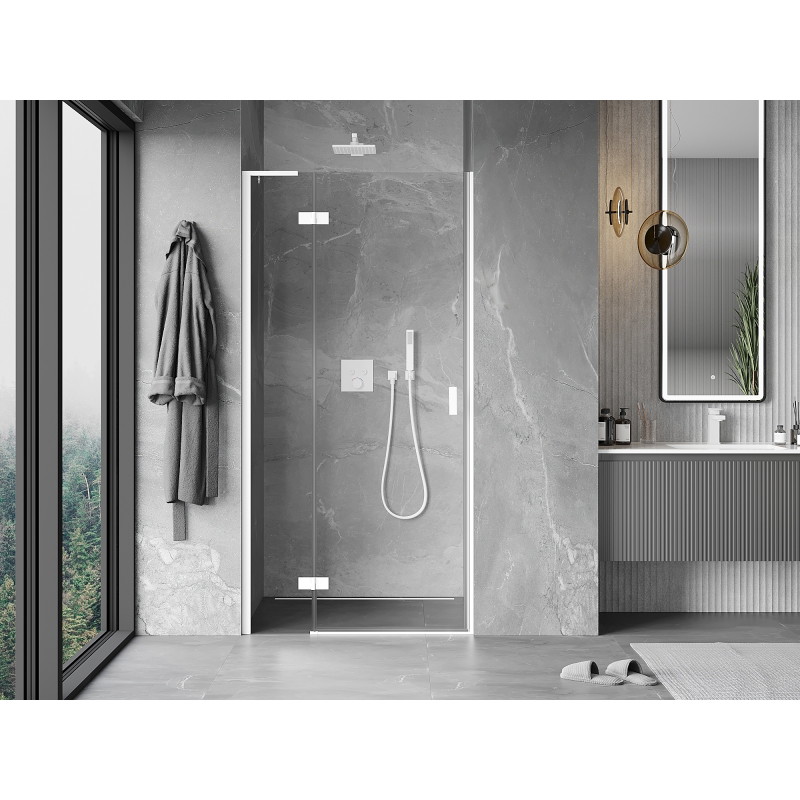 Mexen Mist-H L left hinged shower door 105 cm, transparent, white - 8A5L-105-000-20-00-L