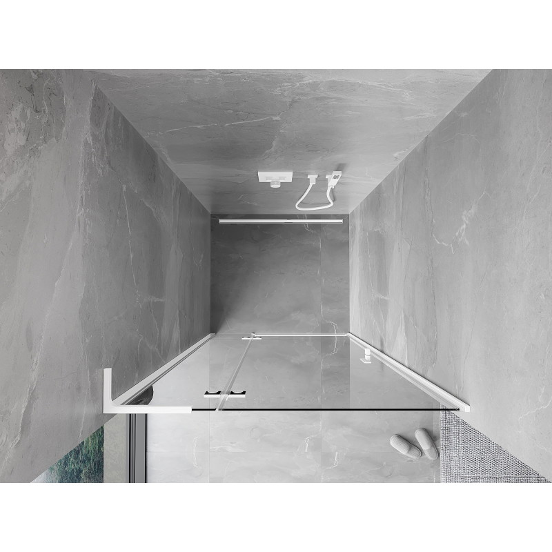 Mexen Mist-H L left hinged shower door 105 cm, transparent, white - 8A5L-105-000-20-00-L