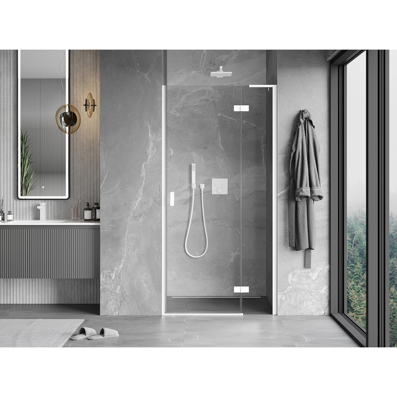Mexen Mist-H L right-handed hinged shower door 95 cm, transparent, white - 8A5L-095-000-20-00-P