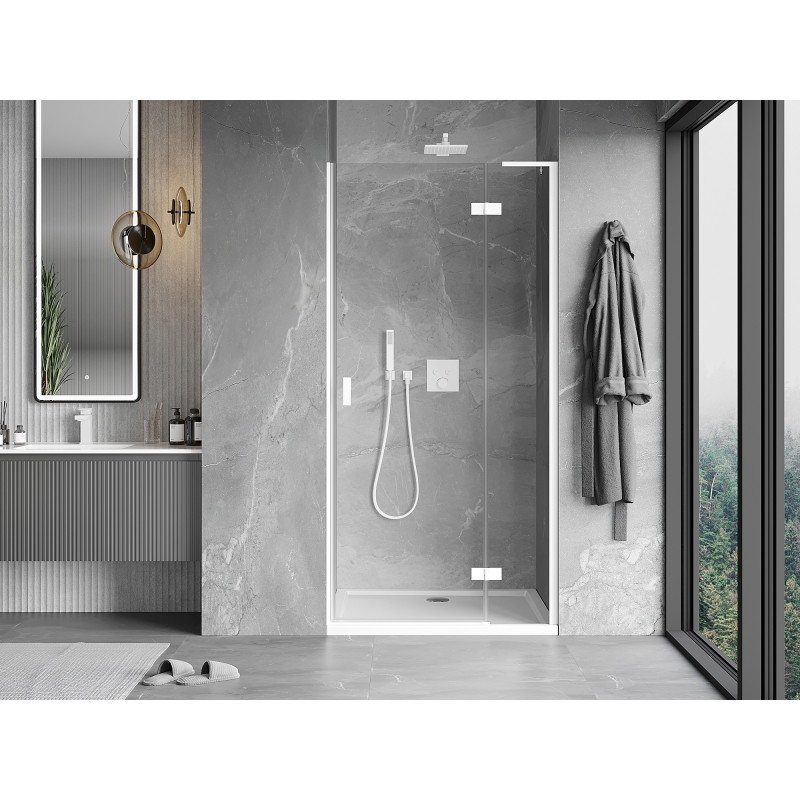 Mexen Mist-H L shower door hinged right 100 cm, transparent, white - 8A5L-100-000-20-00-P