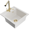 Mexen Vito 1-Chamber Granite Sink with Duero Kitchen Faucet, White - 6503-20-671600-50