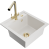 Mexen Vito 1-compartment granite sink with a kitchen mixer tap Duero, White - 6503-20-671600-50