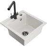 Mexen Vito 1-bowl granite sink with Duero kitchen faucet, white - 6503-20-671600-70
