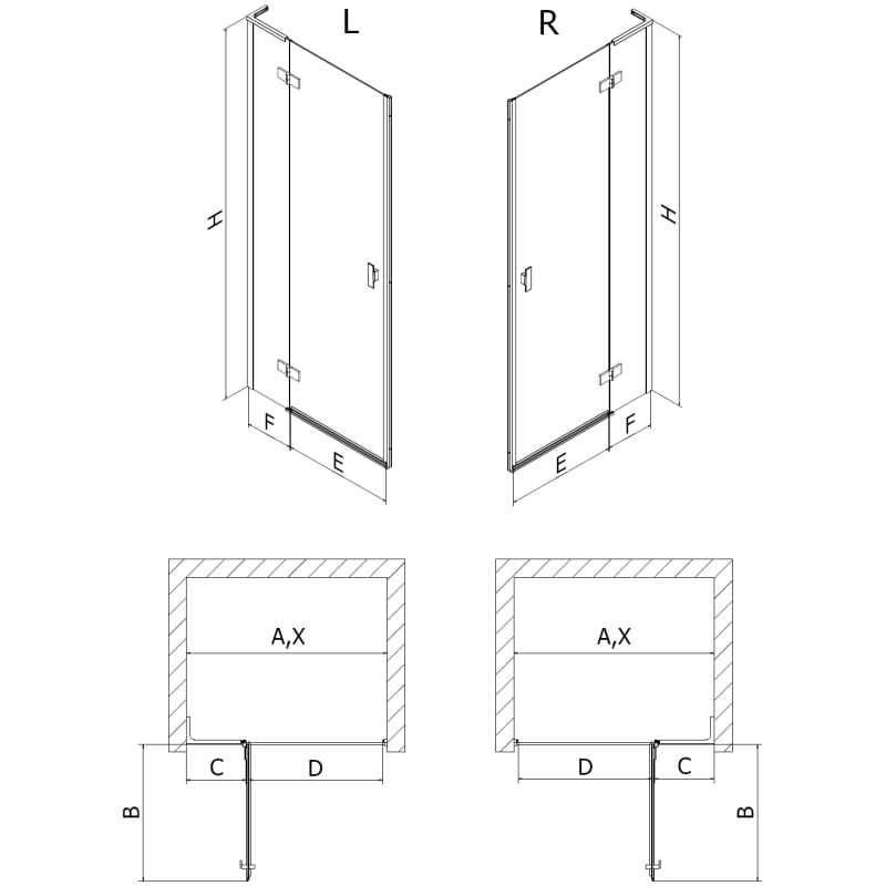 Mexen Mist-H L left-opening shower door 115 cm, transparent, brushed gun gray - 8A5L-115-000-66-00-L