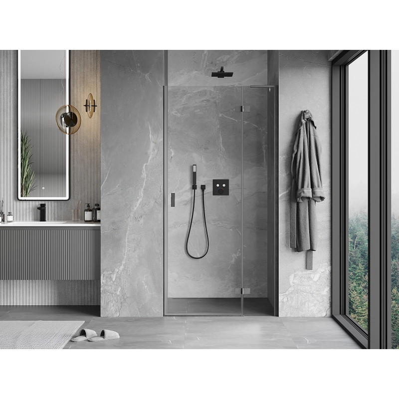 Mexen Mist-H L right-side hinged shower door 70 cm, transparent, brushed gun gray - 8A5L-070-000-66-00-P
