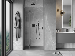 Mexen Mist-H L left hinged shower door 75 cm, transparent, gun metal - 8A5L-075-000-95-00-L