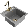 Mexen Vito 1-Bowl Granite Sink with Duero Kitchen Faucet, Gray - 6503-71-671600-50