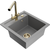 Mexen Vito granite sink 1-bowl with Duero kitchen faucet, gray - 6503-71-671600-50