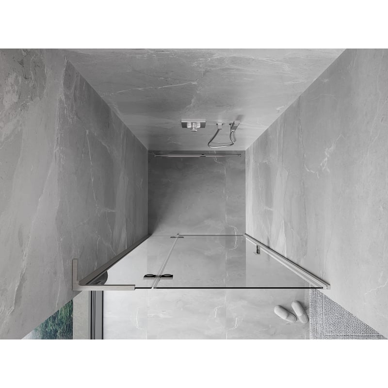 Mexen Mist-H L left pivot shower door 105 cm, transparent, brushed nickel - 8A5L-105-000-97-00-L