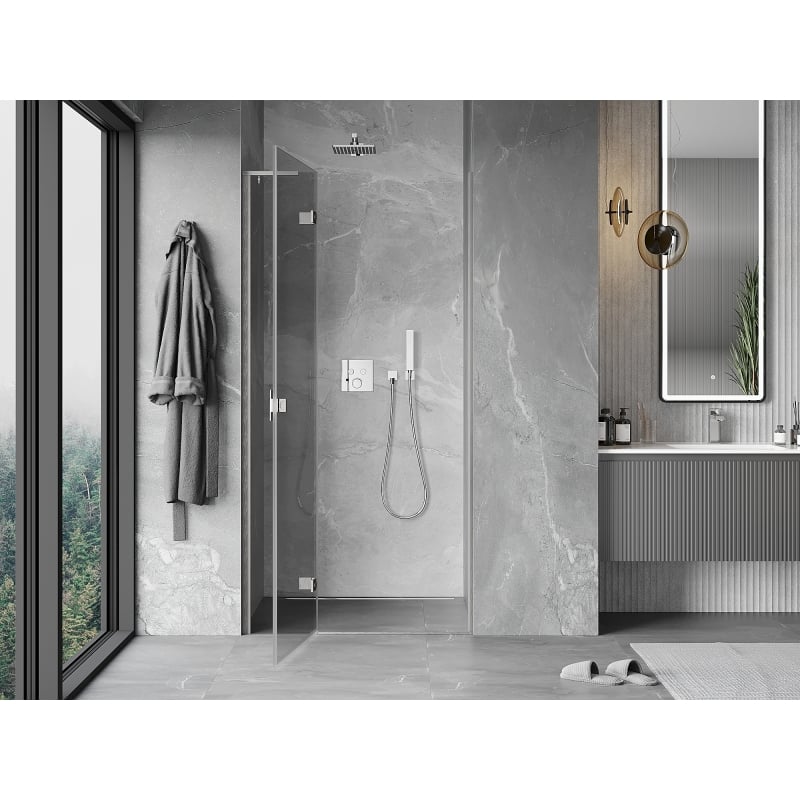 Mexen Mist-H L left-hand pivot shower door 115 cm, transparent, brushed nickel - 8A5L-115-000-97-00-L